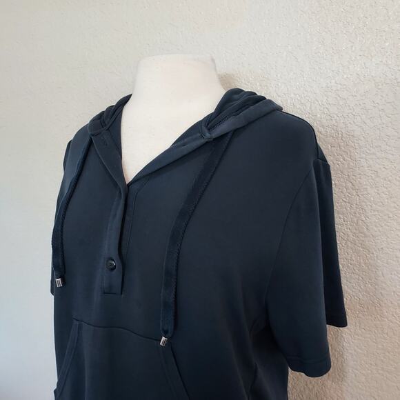 Max Mara Navy Blue Short Sleeve Hooded Top - Picture 4 of 10